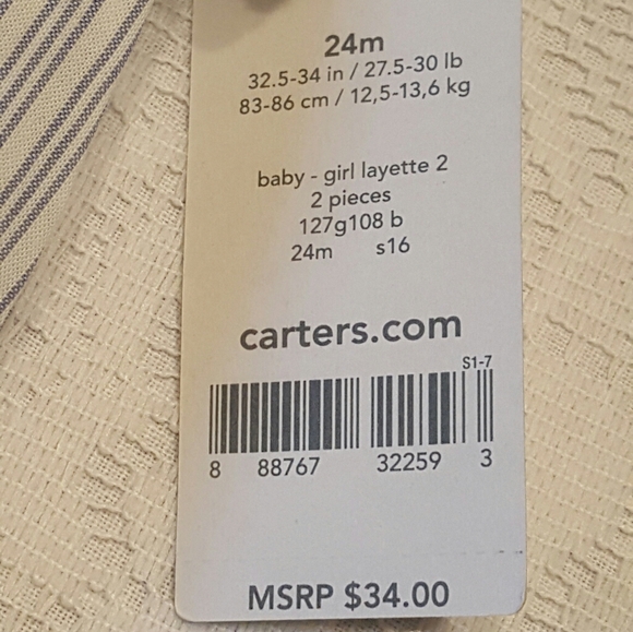 🎉HP🎉NWT 24 MTH CARTERS BABY GIRL 2 PIECE LAYETTE - Picture 5 of 5